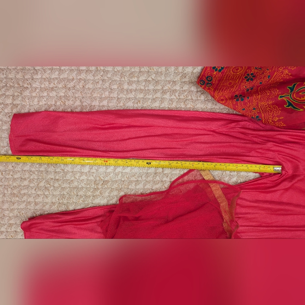 Girls Anarkali Suit - Pink, Orange & Green | Indian Ethnic Party Wear - Picture 13 of 16